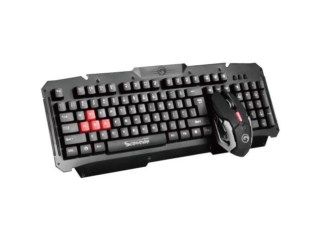 Kit Wireless Marvo - Tastatura KW509, USB, Black-Red + Mouse Optic MW509, USB, Black-Silver