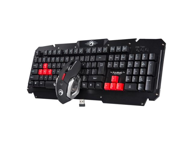 Kit Wireless Marvo - Tastatura KW509, USB, Black-Red + Mouse Optic MW509, USB, Black-Silver