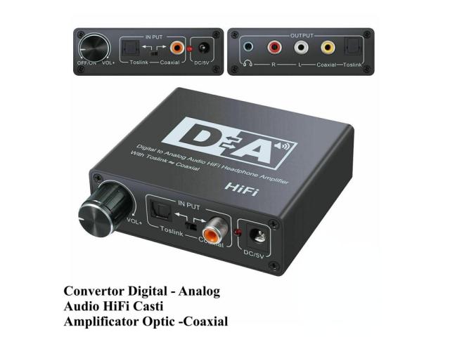 Convertor audio digital la analog cu buton amplificare HCT HCT028-178