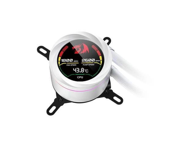 Cooler procesor cu lichid Redragon CCW-1017 alb iluminare aRGB cu display,