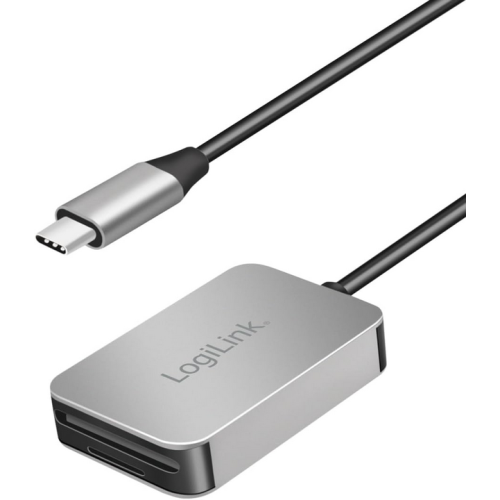 CARD READER extern LOGILINK, interfata USB Type C, citeste/scrie: SD / micro SD; aluminiu, gri, 