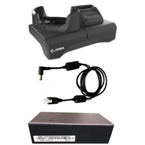 KIT - Single-slot and spare battery charging cradle kit for TC53/TC58;TC53e/TC58e  devices with a rugged boot. Includes PS, cable and SHIM