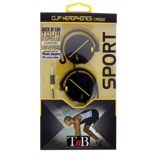 Casti fara microfon TnB Clip Sport, 3.5mm jack, Black-Yellow