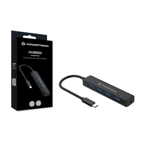 Hub USB Conceptronic CTC4USB3, 4 x USB-A 3.0, Black