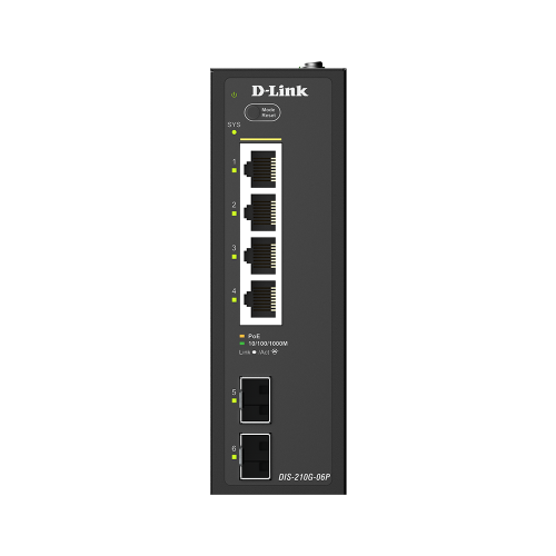 6-PORT 1G INDUSTRIAL POE SWITCH/SMART MANAGED 2X SFP DIN RAIL