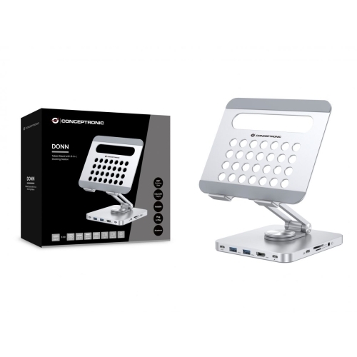 Stand tableta cu docking station Conceptronic DONN26G, Grey