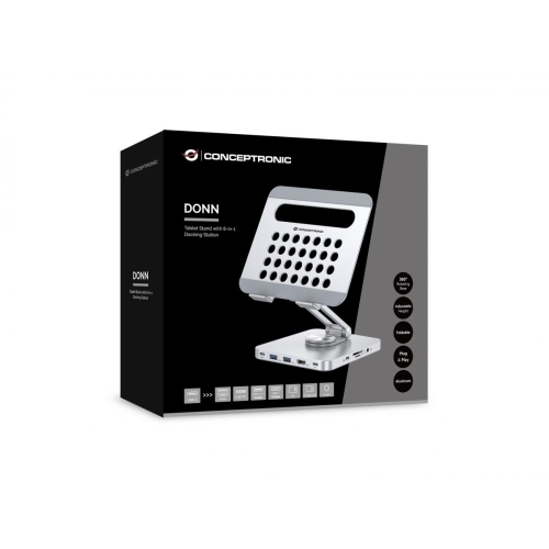 Stand tableta cu docking station Conceptronic DONN26G, Grey