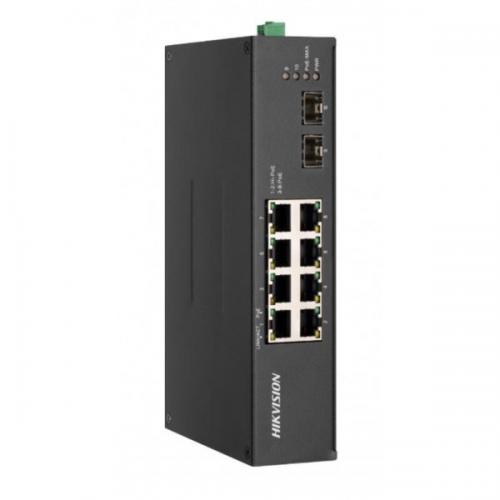 Switch Hikvision DS-3T0510HP-E/HS, 8 porturi, (6 PoE, 2 Hi-PoE)