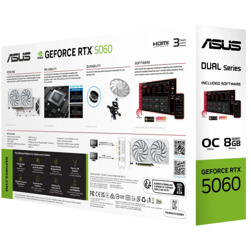 Placa video ASUS nVidia GeForce RTX 5060 DUAL White OC Edition 8GB, GDDR7, 128 bit