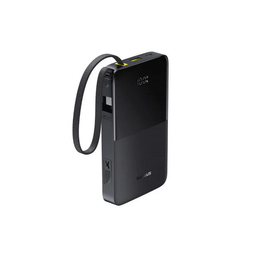 POWER BANK Baseus EnerFill FC51 Bipow2 Pro, 10000mAh, 22.5W, 1 x USB Type-C, 1 x USB, cablu integrat USB Type-C 22cm, negru, 
