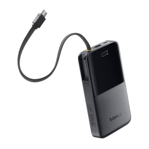 POWER BANK Baseus EnerFill FC51 Bipow2 Pro, 10000mAh, 22.5W, 1 x USB Type-C, 1 x USB, cablu integrat USB Type-C 22cm, negru, 