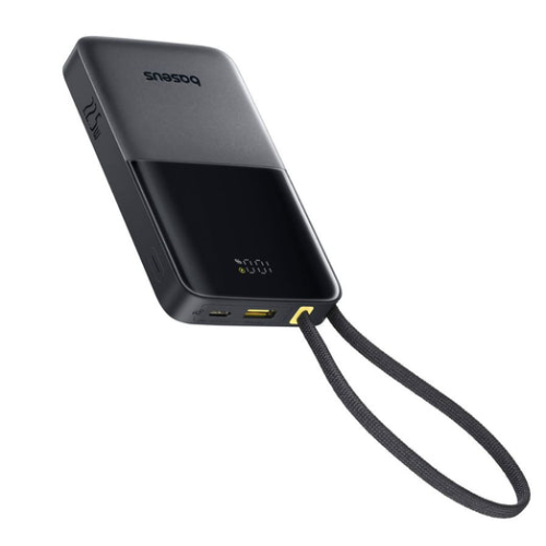 POWER BANK Baseus EnerFill FC51 Bipow2 Pro, 10000mAh, 22.5W, 1 x USB Type-C, 1 x USB, cablu integrat USB Type-C 22cm, negru, 