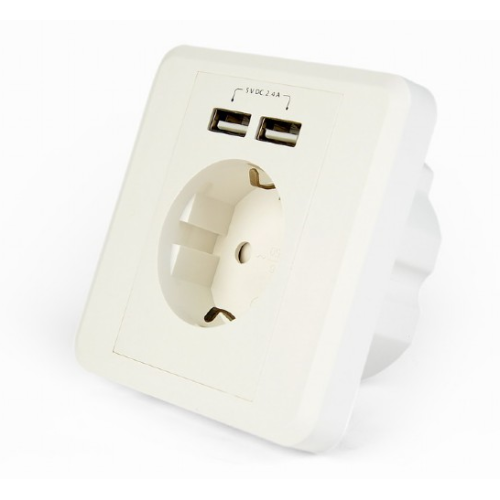 GEMBIRD EG-ACU2A2-01 Energenie AC wall socket with 2 port USB charger German socket