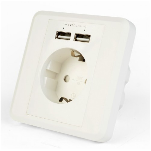 GEMBIRD EG-ACU2A2-01 Energenie AC wall socket with 2 port USB charger German socket