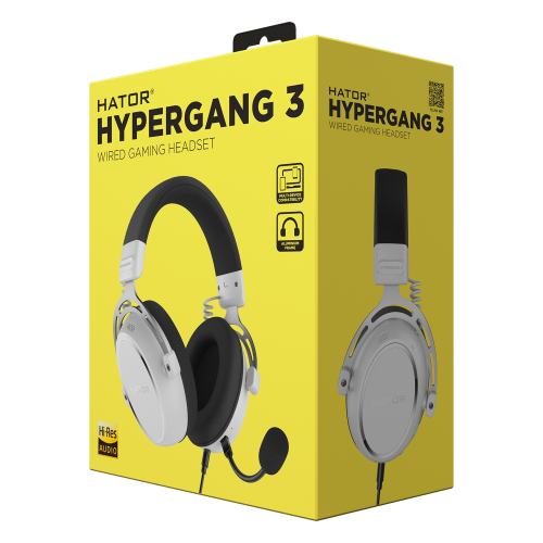 Casti cu microfon Hator Hypergang 3, 3.5 mm jack, White