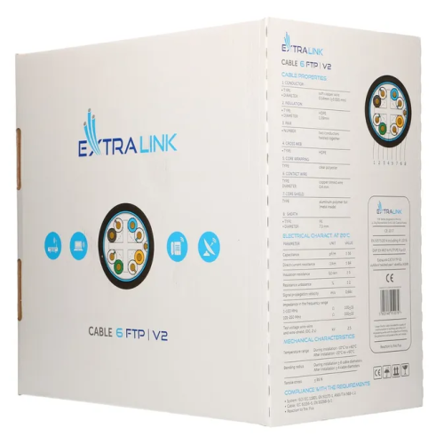 Cablu de retea Extralink EX.10079, F/UTP, Cat. 6, 305 m, Black
