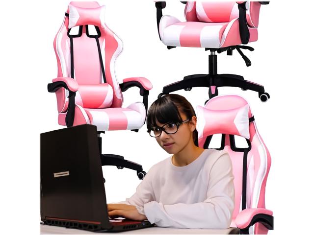 Extralink Gaming | Fotel gamingowy | biurowy, obrotowy, kubełkowy, różowo-biały, G-525