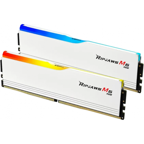 Kit Memorie G.Skill Ripjaws M5 RGB White Intel XMP 3.0, 32GB, DDR5-6400MHz, CL36, Dual Channel