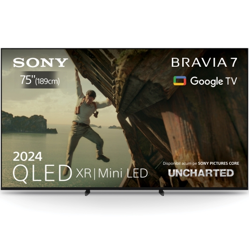 Televizor MiniLED Sony Smart 75XR70 Seria XR7, 75inch, Ultra HD 4K, Black