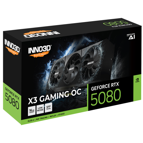 Placa video INNO3D nVidia GeForce RTX 5080 X3 GAMING OC 16GB, GDDR7, 256 bit