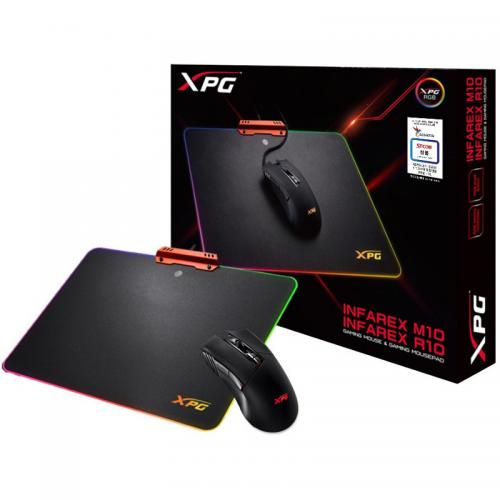 Kit Mouse Optic ADATA INFAREX M10, RGB LED, USB, Black + Mouse Pad INFAREX R10, Black