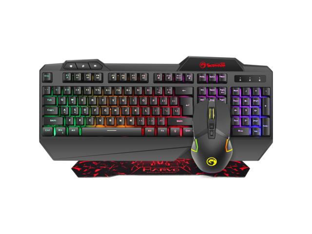 Kit Wireless Marvo CM306 - Tastatura, USB, Black + Mouse Optic, USB, Black + Mouse Pad, Black-Red