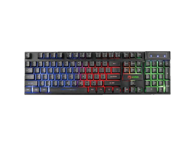 Kit Marvo Starter 4in1 CM409, Tastatura Marvo CM409, RGB LED, USB, Black + Casti Marvo CM409, Black-Red + Mouse Optic Marvo CM409, USB, Black-Red + Mouse Pad Marvo CM409, Black-Red