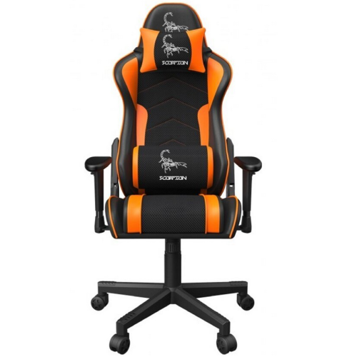 GEMBIRD Gaming chair SCORPION black mesh orange skin