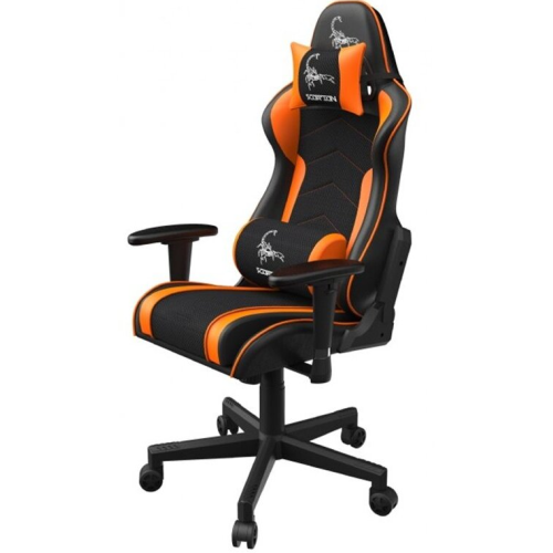 GEMBIRD Gaming chair SCORPION black mesh orange skin