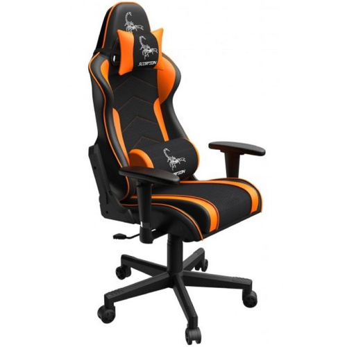 GEMBIRD Gaming chair SCORPION black mesh orange skin