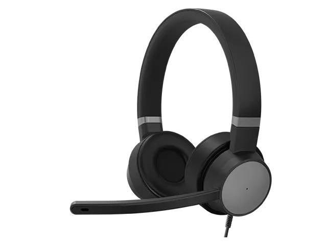 Casti cu microfon Lenovo Go Wired ANC, USB-C/USB-A, Thunder Black