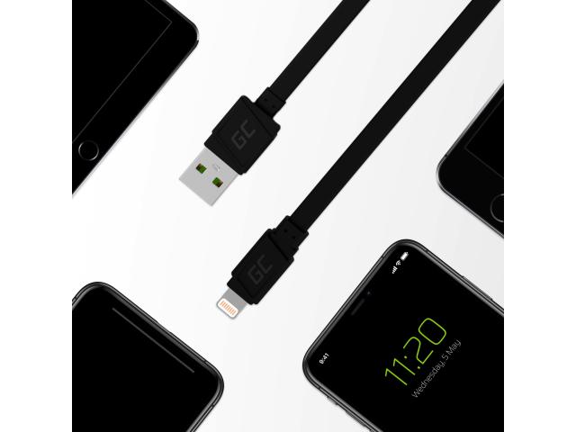 Green Cell Cable GCmatte Lightning Flat cable 25 cm with fast charging Apple 2.4A