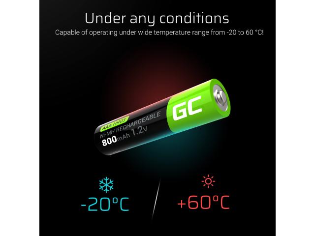 Green Cell Rechargeable Batteries 4x AAA HR03 800mAh