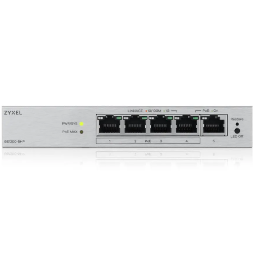 Zyxel GS1200-5HPV3 5-Port Gigabit PoE+ web/smart managed