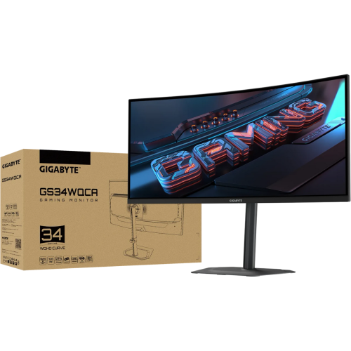 Monitor LED Curbat Gigabyte GS34WQCA, 34 inch, 3440 x 1440 pixeli, 1 ms, Black