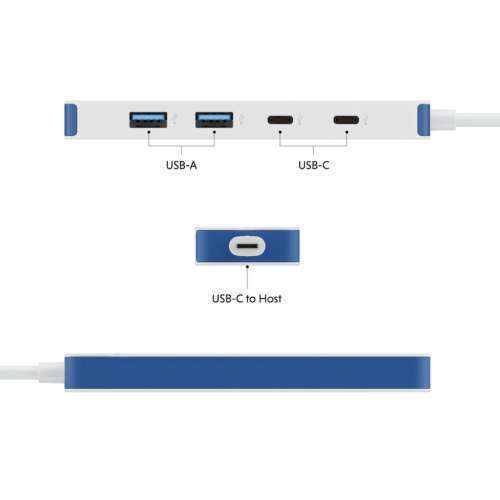 HUB USB Targus HyperDrive Flex 4, 2 x USB-C, 2 x USB 3.2 gen 1, White-Blue