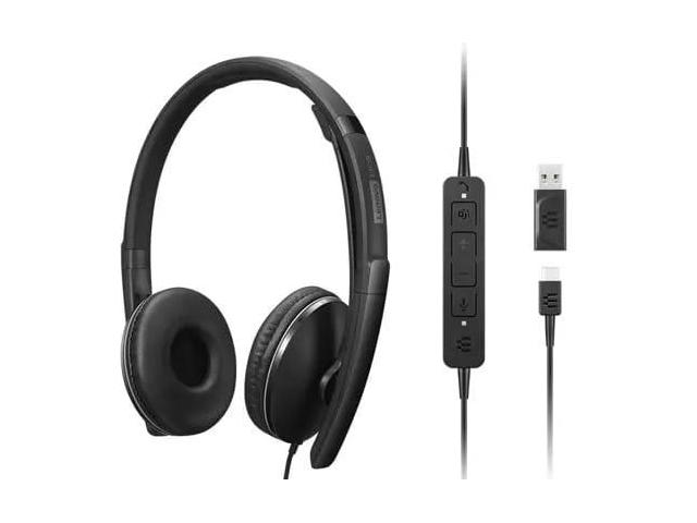 Casti cu microfon Lenovo Wired ANC Headset Gen 2 (Temas), USB-C/A, Black