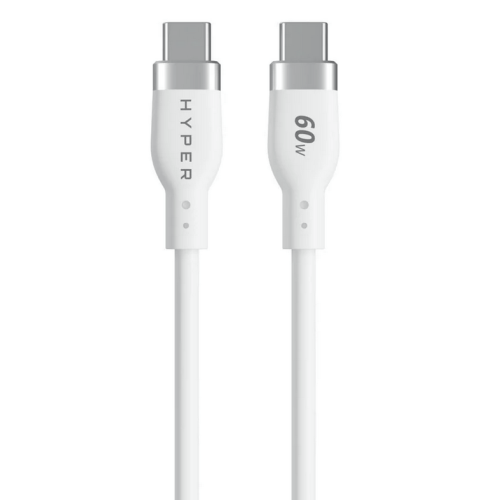 1.5M SILICONE USB-C TO USB-C/60W CHARGING CABLE - WHITE