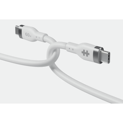 1.5M SILICONE USB-C TO USB-C/60W CHARGING CABLE - WHITE