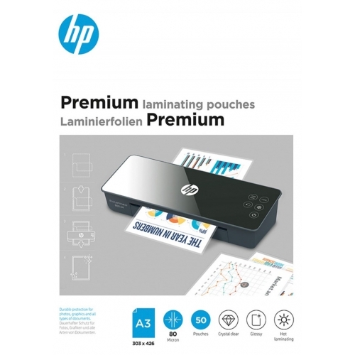 Folie pentru laminare la cald HP Premium laminating pouches A3, 80 microni, 50buc/set 