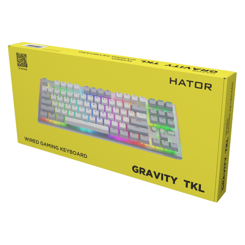 Tastatura Hator Gravity TKL, RGB LED, USB, White