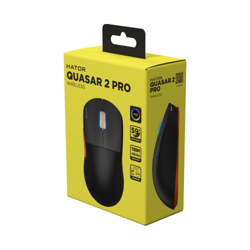 Mouse Optic Hator Quasar 2 Pro, USB/USB Wireless/Bluetooth, Black-Orange