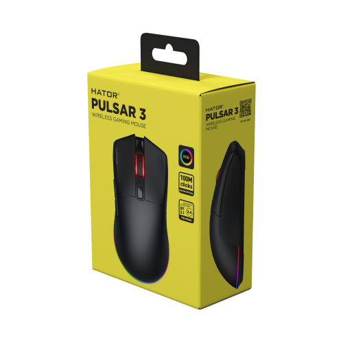 Mouse Optic Hator Pulsar 3, USB Wireless/USB/Bluetooth, Black