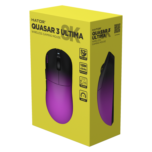 Mouse wireless Hator Quasar 3, black-pur