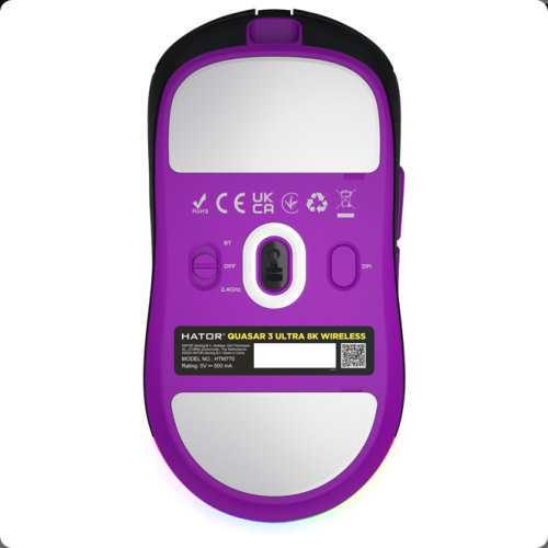 Mouse Optic Hator Quasar 3 ULTRA 8K, USB Wireless/USB/Bluetooth, Black