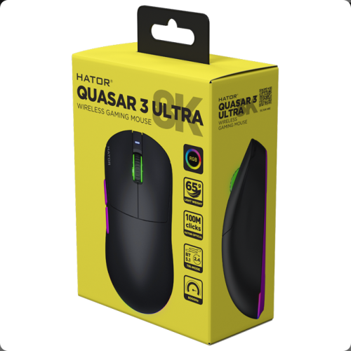 Mouse Optic Hator Quasar 3 ULTRA 8K, USB Wireless/USB/Bluetooth, Black