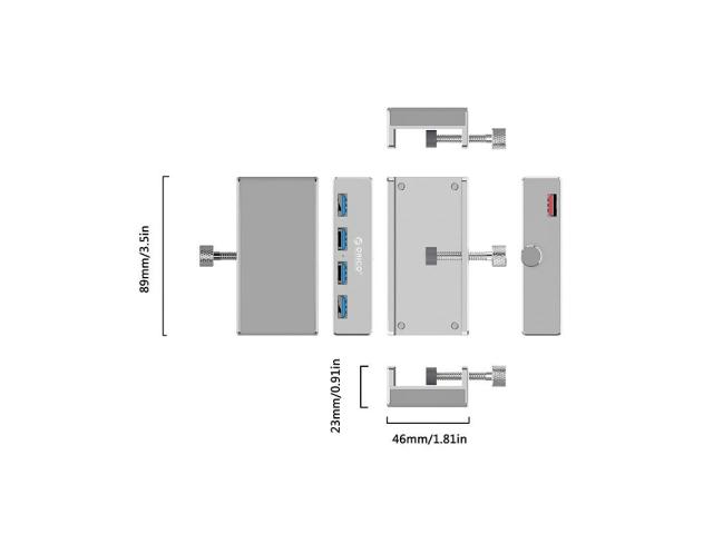 Hub USB Orico MH4PU, 4x USB 3.2 Gen 1, Silver