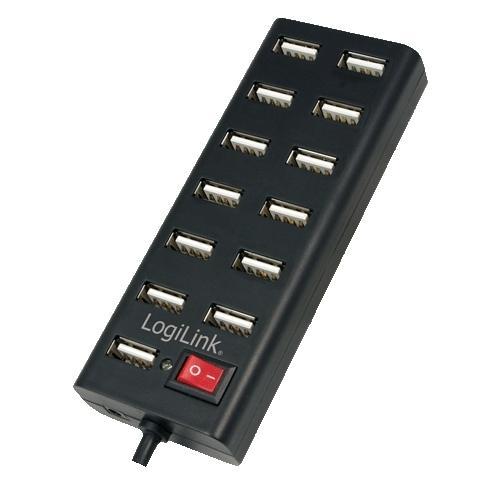 Hub USB Logilink UA0126, 13x USB 2.0, Black