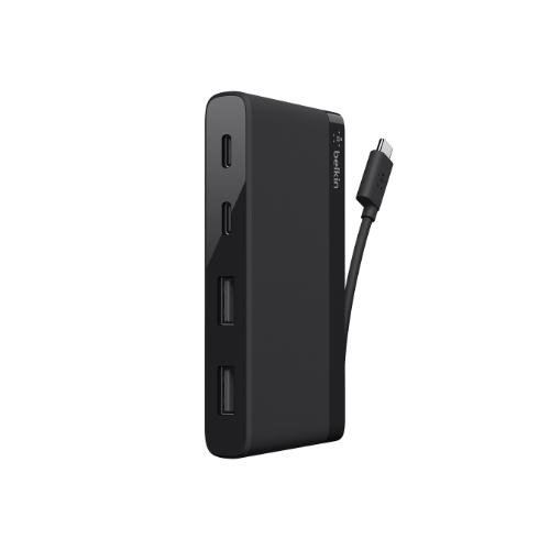 Hub USB Belkin Mini, USB-C - 2x USB-C + 2x USB 2.0, Black