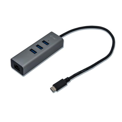 Hub USB i-tec C31METALG3HUB, 3x USB 3.2 gen 1 + 1x RJ-45, Space Grey